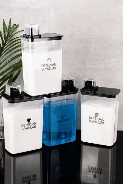 dnshome 4 Adet Deterjanlık Seti Toz Renkliler Beyazlar Siyahlar Saklama Kabı ...