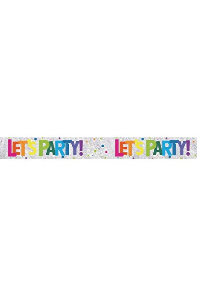 OEM Banner de Perete Argintiu Metalizat Holografic "Let's Party" 270x19cm