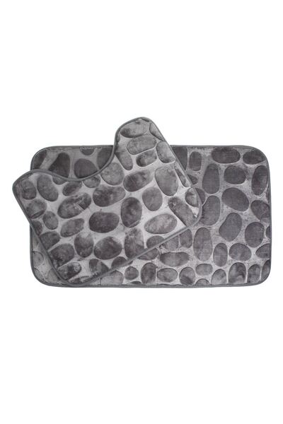 OEM Grey Stone Bath Mat Set - 2pcs