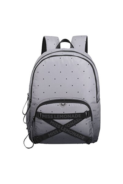 OEM Ghiozdan Gri Degrade Stele Negre & Curele Negre cu Glitter - Miss Lemonade