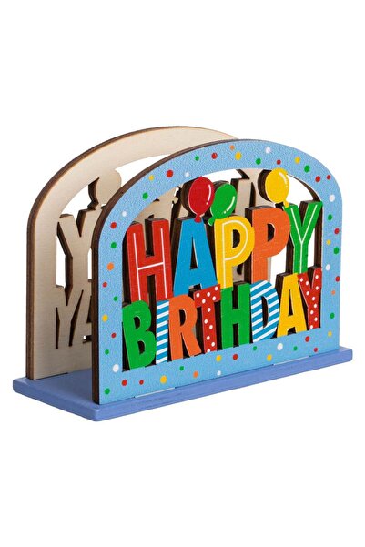 OEM Colorful Wooden Napkin Holder "Happy Birthday" 12x5x9cm