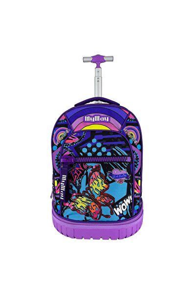 OEM Ghiozdan - Troller Mov cu Fermoar Mare Fluture Paiete - My Way