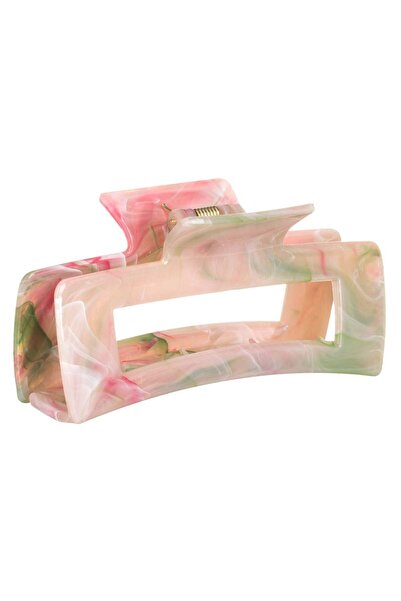 OEM Ecru Marble Rectangular Hair Clip for Women 11cm