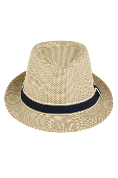 OEM Light Natural Color Hat with Black Ecru Ribbon for Men