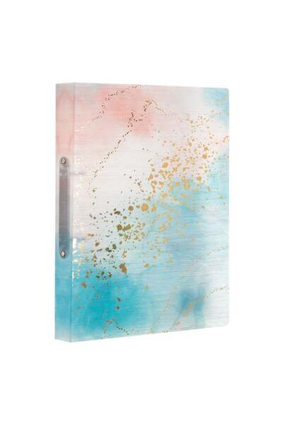 OEM Biblioraft Transparent Cover Foil Patterns Salmon Green with 2 Rings 32x24cm