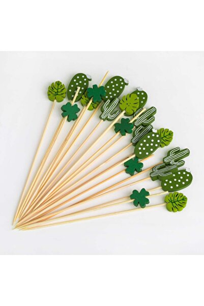 OEM Scobitori de Petrecere cu Model Cactus Frunza Trifoi din Bambus 12cm - 20buc