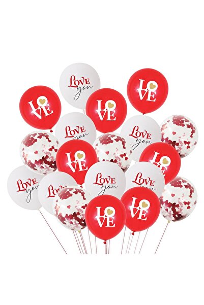 OEM Red White Party Balloons "Love" 30cm - 20pcs
