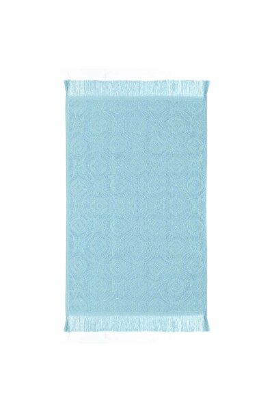 OEM Turquoise Cotton Towel Diamonds Flowers Fringes for Kitchen 60x40cm