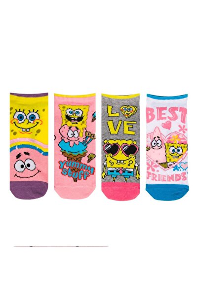 OEM Fancy Colorful Short Socks with Sponge Bob Pattern for Women - 4 pairs