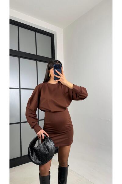 Gaus Acı Kahve Basic İki İplik Elbise GAUS-01067