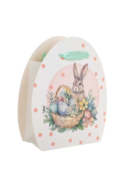 OEM Gift Bag with Egg Cutout Pattern with Bunny & Basket of Painted Eggs 20x8...
