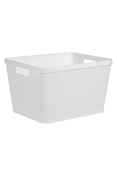 OEM Cos de Depozitare din Plastic de Tip Ratan Alb Perforat cu Manere 20L