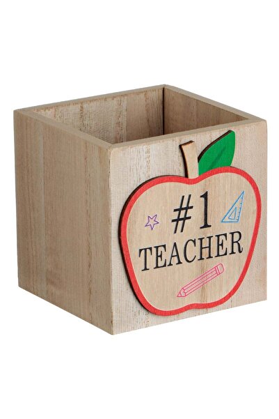 OEM Suport Pixuri din Lemn cu Mesaj "Best Teacher" 9x9x9cm