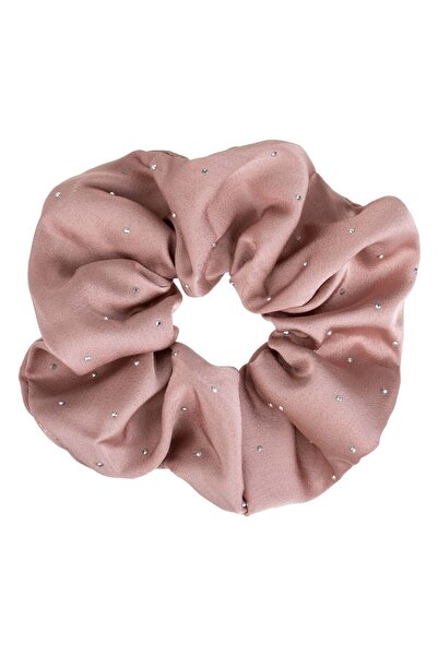 OEM Nude Pink Textile Hair Elastic with Silver Rhinestones for Women