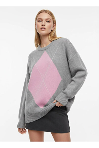 Cool & Sexy Crew Neck Baklava Pattern Knitwear Sweater