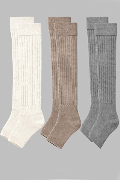 COTENCONCEPT 3 Pairs of Toeless Elastic Over-The-Knee Basic Cotton Leggings