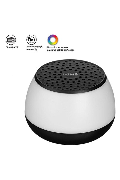OEM Portable Bluetooth Speaker 3W USB LED with 3 Colors Round Plastic White B...