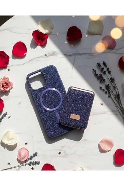 KumOziShop iPhone 14 ProMax Uyumlu MagSafe ve Mıknatıs Özellikli Taşlı Cüzdan...