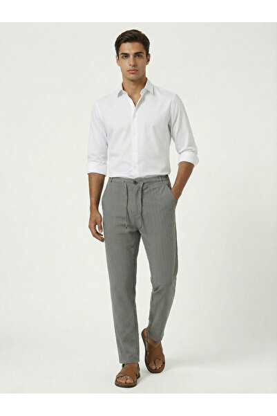 TKT Gray Men's Woven Trousers with Buttons, Front Zipper, Back Pockets, Regul...