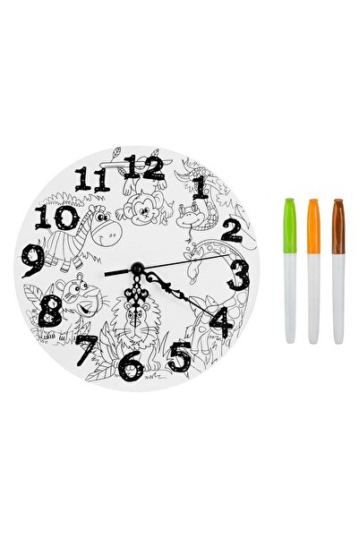 OEM Creative Set "Color the Clock" with Jungle Animals & Markers Ø24cm