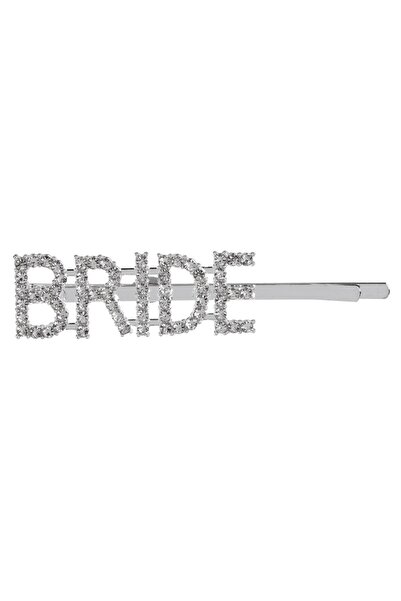 OEM Silver Hair Clip "Bride" with Rhinestone for the Bride - 7cm