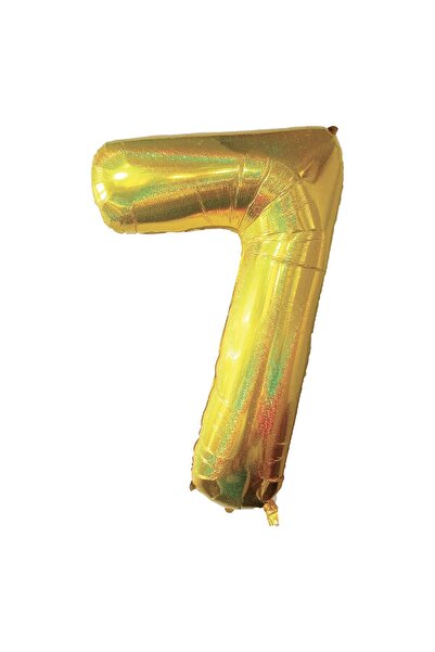 OEM Balon de Petrecere din Folie Metalizata Aurie Holografica Nr.7 - 110cm