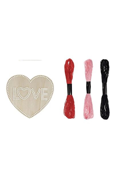 OEM Wooden Heart Embroidery Set 11.5x11cm