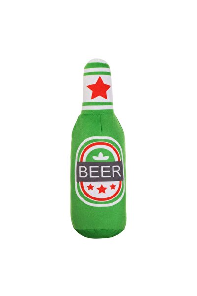 OEM Green Beer Bottle Plush Toy for Dogs 24cm