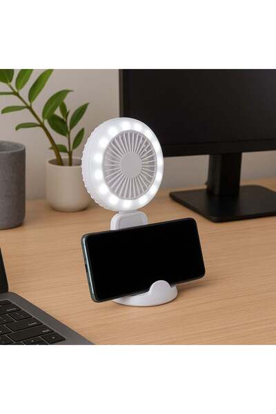 OEM Ventilator Mini Alb Reutilizabil cu USB LED & Baza 21cm