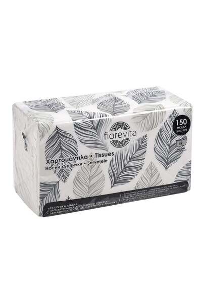 OEM Λευκά ρινικά χαρτομάντιλα σε Τσάντα με σχέδιο φύλλων Fiorevita - 5 τεμάχια