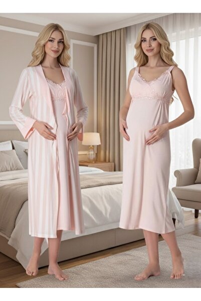 Lohusa Homewear New Season Powder Striped Summer Lace Detailed Strap Stylish ...