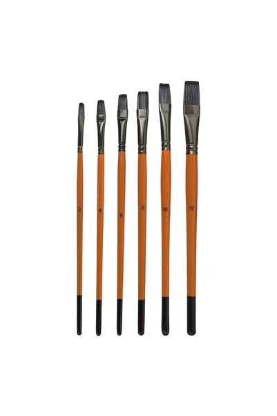 OEM Σετ πινέλων ζωγραφικής με καφέ επίπεδη άκρη - 6 τεμάχια