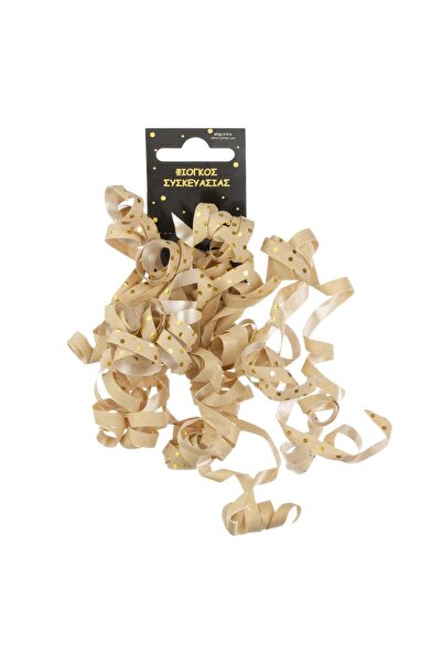 OEM Χριστουγεννιάτικη σπιράλ κορδέλα kraft σε φυσικό χρώμα με χρυσό αλουμινόχ...