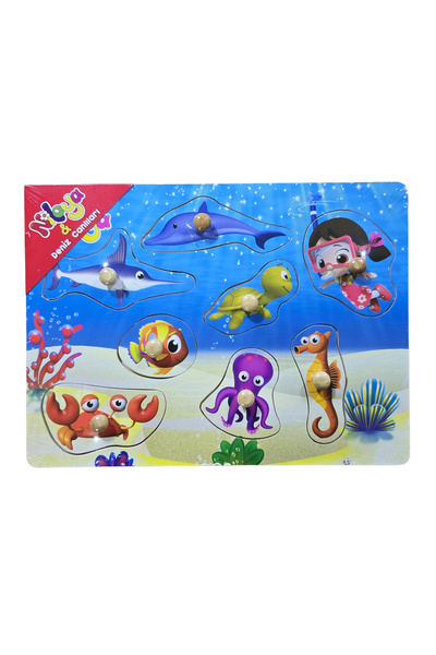 direkstoktan Tutmalı Puzzle Ahşap Oyuncak / Deniz Canlıları / Niloya Play and...