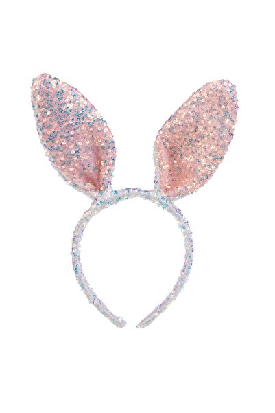OEM Coronita Deghizare cu Urechi de Iepure cu Paiete Holografice Albe & Roz