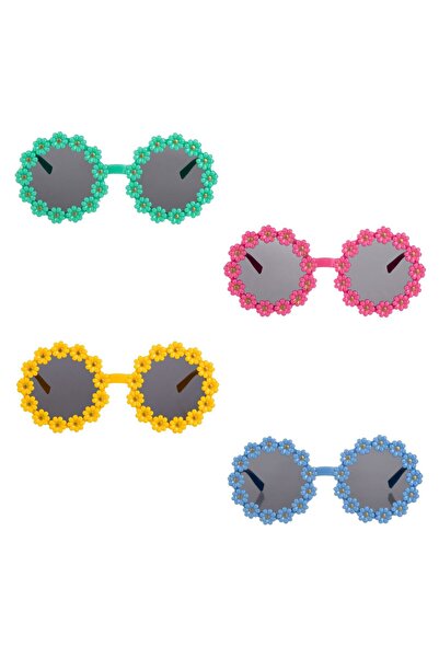 OEM Set of Party Glasses in Different Colors with Daisy Pattern - 4pcs