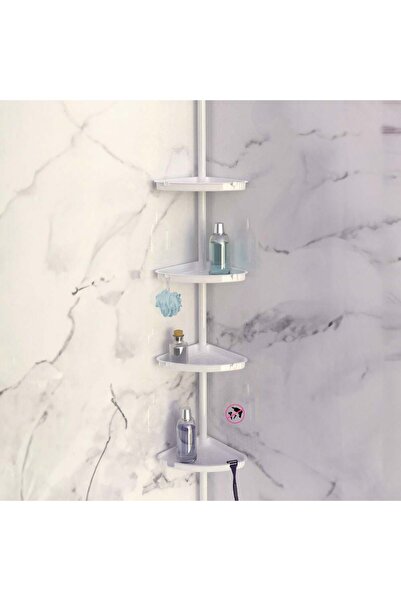 OEM Etajera Alba de Colt Telescopica cu 4 Rafturi pentru Baie 19.5x26x135-260cm