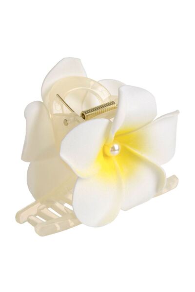 OEM White Textile Orchid & Bead Hair Clip for Women 8cm