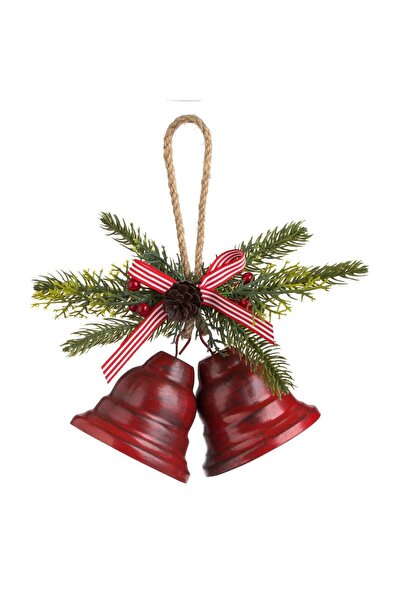 OEM Clopote Decorative de Craciun Rosii Creanga Conuri Pomusoare 20x8x17cm