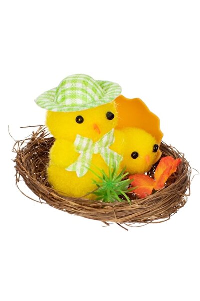 OEM Decorațiune de Paște cu găină în cuib 8x5cm