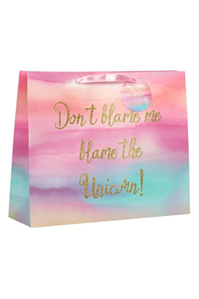 OEM Pungă cadou pentru copii, model unicorn, glitter, 40x11x32cm – design ves...