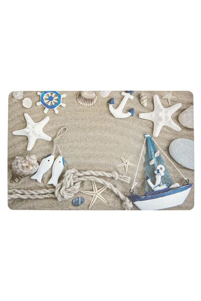 OEM Μπεζ Πιατοθήκη με Καλοκαιρινό Σχέδιο Αστερίας σε Άμμο, Καράβι 43,5x28,5 εκ.