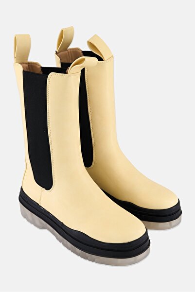 Public Desire Women Wynter Translucent Slip On Ankle Boots, Cream