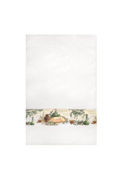 OEM White Kitchen Towel with Bread & Oil Pattern 40x60cm