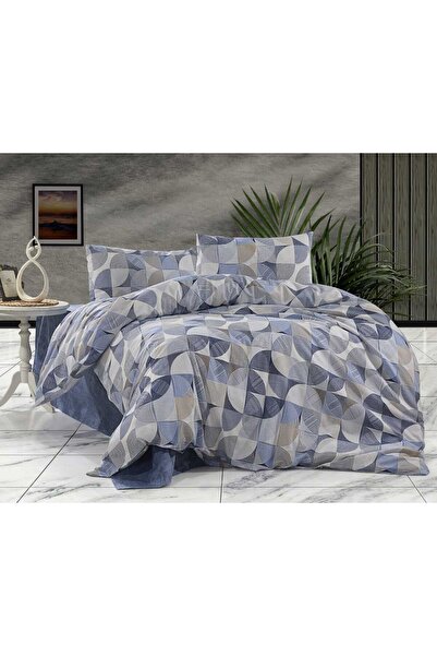 vionetta طقم غطاء لحاف مزدوج مع ملاءة مطاطية قطنية و4 وسائد