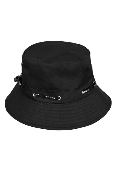 OEM Black Bucket Hat with Drawstring for Men
