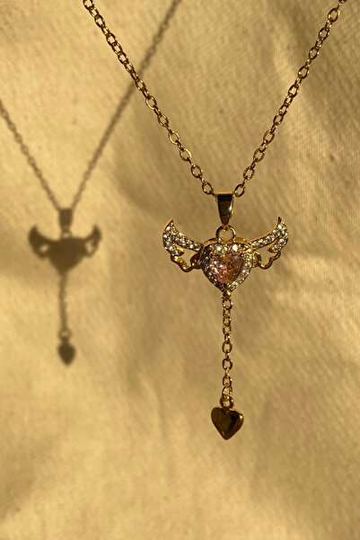 Brethils Moving Wing Heart Necklace with Zircon Stone, Guaranteed Not to Tarn...