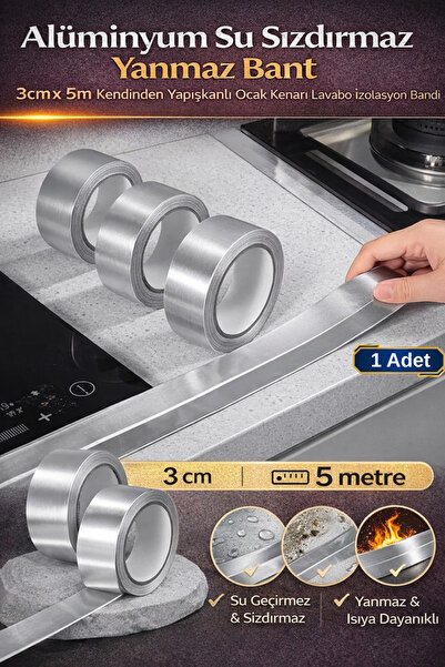 Hane Dostu Alüminyum Su Sızdırmaz Yanmaz Bant 3cm x 5m Kendinden Yapışkanlı O...