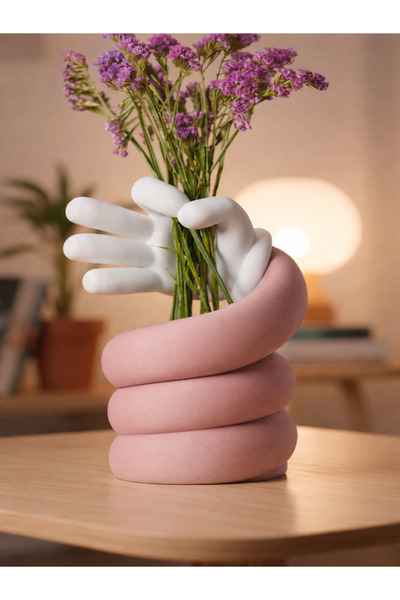 Generica Heykelsi El Tasarımlı 3D Baskı Vazo – Siyah, Turuncu, Beyaz, Pembe R...