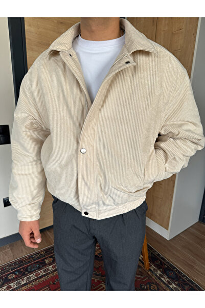 blucombin معطف بومبر مخملي للرجال قصة فضفاضة مبطن